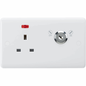 Curved Edge - Knightsbridge White 13A DP Lockable Socket with Neon (CU9LOCKN)