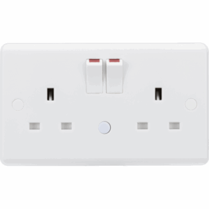 Curved Edge - Knightsbridge White 13A 2G DP Switched Socket with Photocell Nightlight Function (CU9NL)