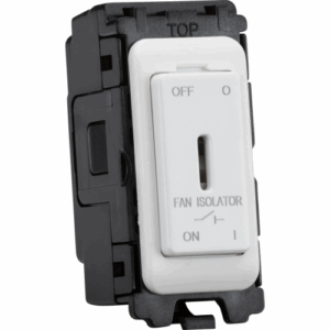 ML Accessories - Knightsbridge Matt White Curved Edge 10A Fan Isolator Key Switch Module (CUGM19K)
