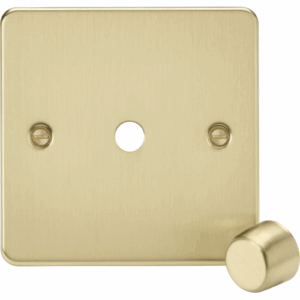 Flat Plate - Knightsbridge Brushed Brass 1G Dimmer Plate with Matching Metal Dimmer Cap (FP1DIMBB)
