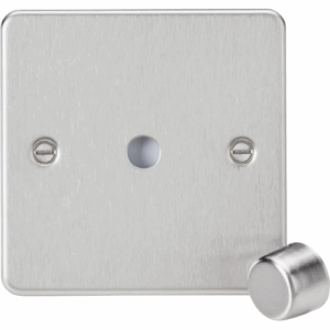 ML Accessories - Knightsbridge Flat Plate Brushed Chrome 1G Dimmer Plate with Matching Metal Dimmer Cap (FP1DIMBC)