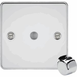 ML Accessories - Knightsbridge Flat Plate Polished Chrome 1G Dimmer Plate with Matching Metal Dimmer Cap (FP1DIMPC)