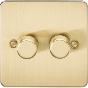 Knightsbridge Brushed Brass 2G 2-way 10-200W (5-150W LED) Intelligent dimmer