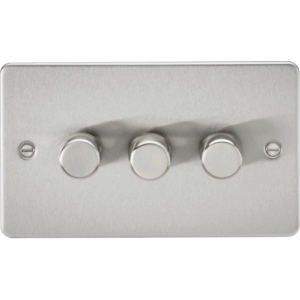 Knightsbridge Flat Plate Brushed Chrome 3G 2-way 10-200W (5-150W LED) Intelligent dimmer