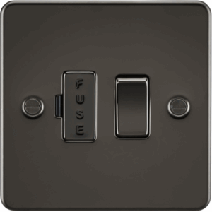 Flat Plate - Knightsbridge Gunmetal 13A Switched Fused Spur Unit (FP6300GM)
