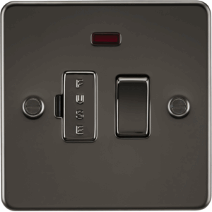 Flat Plate - Knightsbridge Gunmetal 13A Switched Fused Spur Unit with Neon (FP6300NGM)