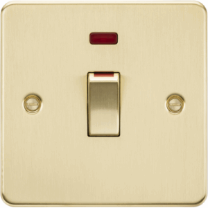 Flat Plate - Knightsbridge Brushed Brass 45A DP Switch with Neon (1G size) (FP81MNBB)