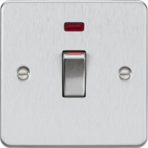 ML Accessories - Knightsbridge Flat Plate Brushed Chrome 45A DP Switch with Neon (1G size) (FP81MNBC)