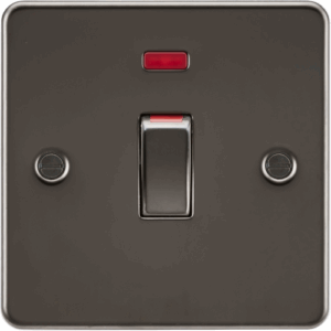 Flat Plate - Knightsbridge Gunmetal 45A DP Switch with Neon (1G size) (FP81MNGM)