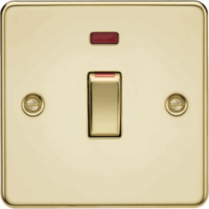 Flat Plate - Knightsbridge Polished Brass 45A DP Switch with Neon (1G size) (FP81MNPB)