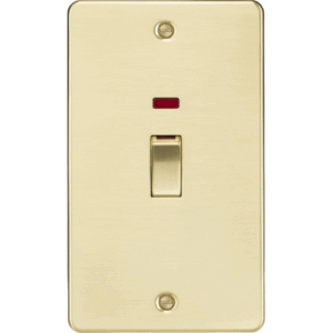 Flat Plate - Knightsbridge Brushed Brass 45A DP Switch with Neon (2G size) (FP82MNBB)