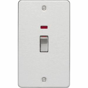 ML Accessories - Knightsbridge Flat Plate Brushed Chrome 45A DP Switch with Neon (2G size) (FP82MNBC)