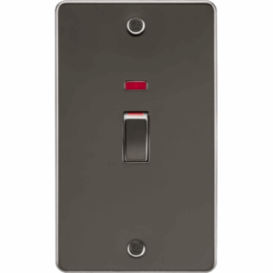 Flat Plate - Knightsbridge Gunmetal 45A DP Switch with Neon (2G size) (FP82MNGM)