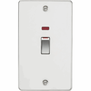 ML Accessories - Knightsbridge Flat Plate Polished Chrome 45A DP Switch with Neon (2G size) (FP82MNPC)