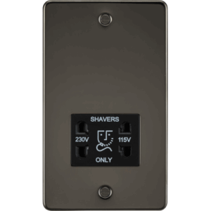 Flat Plate - Knightsbridge Gunmetal 115/230V Dual Voltage Shaver Socket with Insert (FP8900GM)