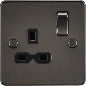 Flat Plate - Knightsbridge Gunmetal 13A 1G DP Switched Socket with Insert (FPR7000GM)