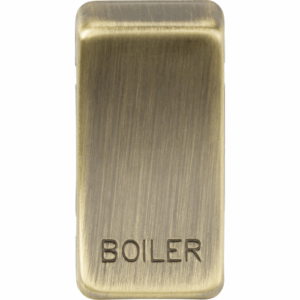 Grid Wiring Accessories - Knightsbridge Antique Brass Switch cover marked BOILER (GDBOILAB)