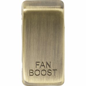 Grid Wiring Accessories - Knightsbridge Antique Brass Switch cover marked FAN BOOST (GDBOOSTAB)