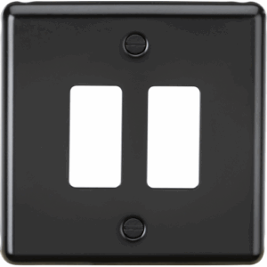 Grid Wiring Accessories - Knightsbridge Matt Black 2G Grid Faceplate (GDCL2MB)