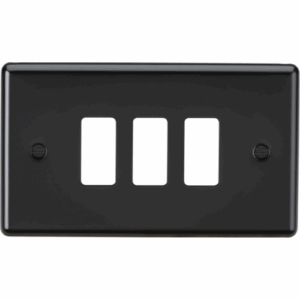 Grid Wiring Accessories - Knightsbridge Matt Black 3G Grid Faceplate (GDCL3MB)