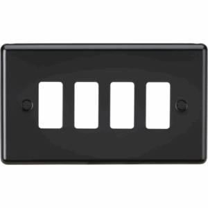 Grid Wiring Accessories - Knightsbridge Matt Black 4G Grid Faceplate (GDCL4MB)