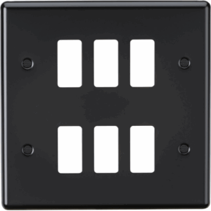 Grid Wiring Accessories - Knightsbridge Matt Black 6G Grid Faceplate (GDCL6MB)