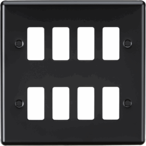 Grid Wiring Accessories - Knightsbridge Matt Black 8G Grid Faceplate (GDCL8MB)