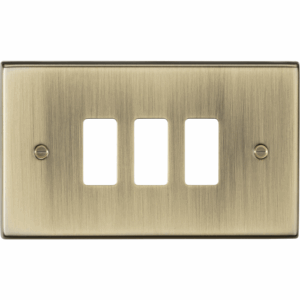 Grid Wiring Accessories - Knightsbridge Antique Brass 3G Grid Faceplate (GDCS3AB)