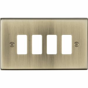 Grid Wiring Accessories - Knightsbridge Antique Brass 4G Grid Faceplate (GDCS4AB)