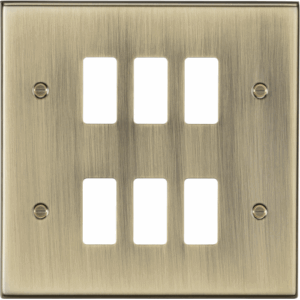 Grid Wiring Accessories - Knightsbridge Antique Brass 6G Grid Faceplate (GDCS6AB)