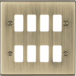 Grid Wiring Accessories - Knightsbridge Antique Brass 8G Grid Faceplate (GDCS8AB)