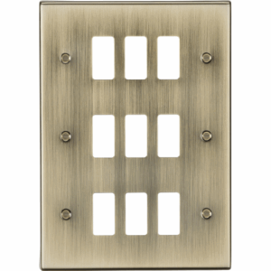 Grid Wiring Accessories - Knightsbridge Antique Brass 9G Grid Faceplate (GDCS9AB)