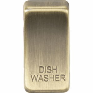 Grid Wiring Accessories - Knightsbridge Antique Brass Switch cover marked DISHWASHER (GDDISHAB)