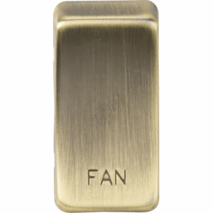 Grid Wiring Accessories - Knightsbridge Antique Brass Switch cover marked FAN (GDFANAB)