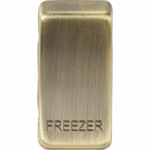 Grid Wiring Accessories - Knightsbridge Antique Brass Switch cover marked FREEZER (GDFREEZERAB)