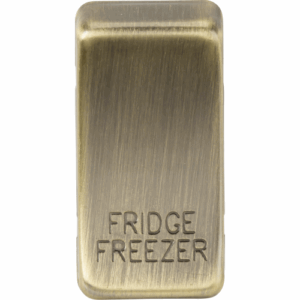 Grid Wiring Accessories - Knightsbridge Antique Brass Switch cover marked FRIDGE FREEZER (GDFRIDAB)