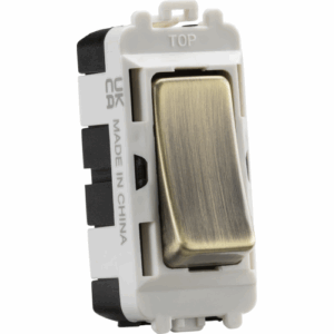Grid Wiring Accessories - Knightsbridge Antique Brass 20AX 2 way SP grid module (GDM001AB)