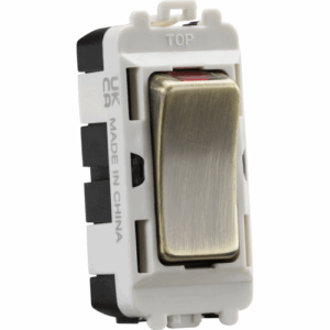 Grid Wiring Accessories - Knightsbridge Antique Brass 20AX DP grid module with LED indicator (GDM003AB)