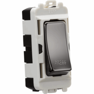 Grid Wiring Accessories - Knightsbridge Black Nickel 20AX 2 way retractive SP module (marked PRESS) (GDM006BN)