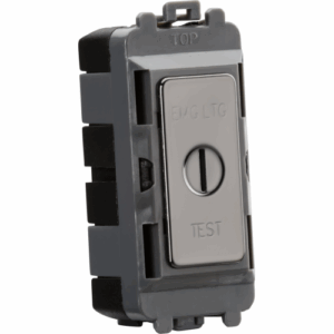 Grid Wiring Accessories - Knightsbridge Black Nickel 20AX 2 way SP key module (marked EMG LTG TEST) (GDM007BN)