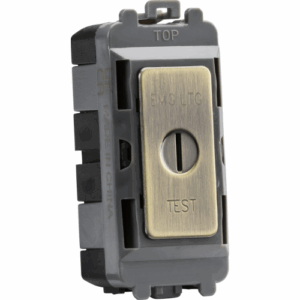 Grid Wiring Accessories - Knightsbridge Antique Brass 20AX DP key module (marked EMG LTG TEST) (GDM008AB)