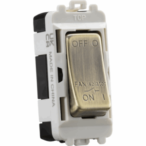 Grid Wiring Accessories - Knightsbridge Antique Brass 10A Fan Isolator Module (GDM020AB)