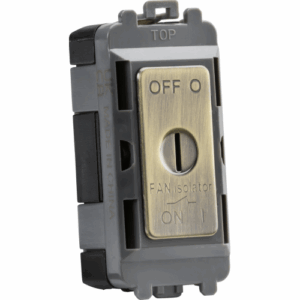 Grid Wiring Accessories - Knightsbridge Antique Brass 10A fan Isolator key switch module (GDM021AB)