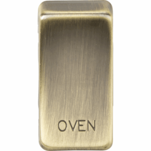 Grid Wiring Accessories - Knightsbridge Antique Brass Switch cover marked OVEN (GDOVENAB)