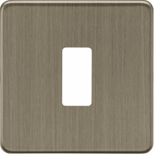Grid Wiring Accessories - Knightsbridge Screwless Antique Brass 1G Grid Faceplate (GDSF001AB)