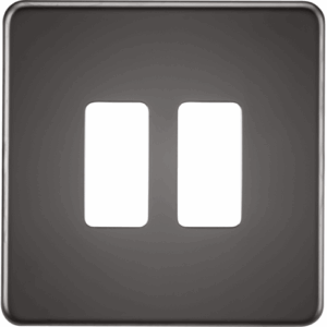 Grid Wiring Accessories - Knightsbridge Black Nickel Screwless 2G grid faceplate (GDSF002BN)