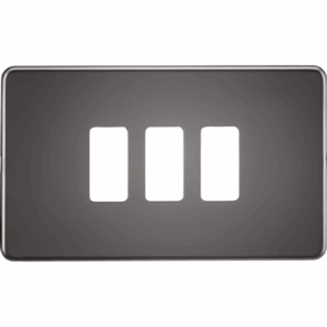 Grid Wiring Accessories - Knightsbridge Black Nickel Screwless 3G grid faceplate (GDSF003BN)