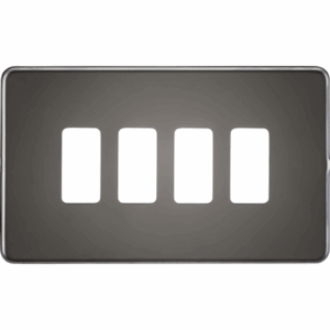 Grid Wiring Accessories - Knightsbridge Black Nickel Screwless 4G grid faceplate (GDSF004BN)