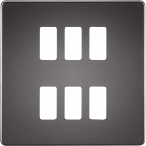Grid Wiring Accessories - Knightsbridge Black Nickel Screwless 6G grid faceplate (GDSF006BN)