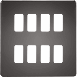 Grid Wiring Accessories - Knightsbridge Black Nickel Screwless 8G grid faceplate (GDSF008BN)